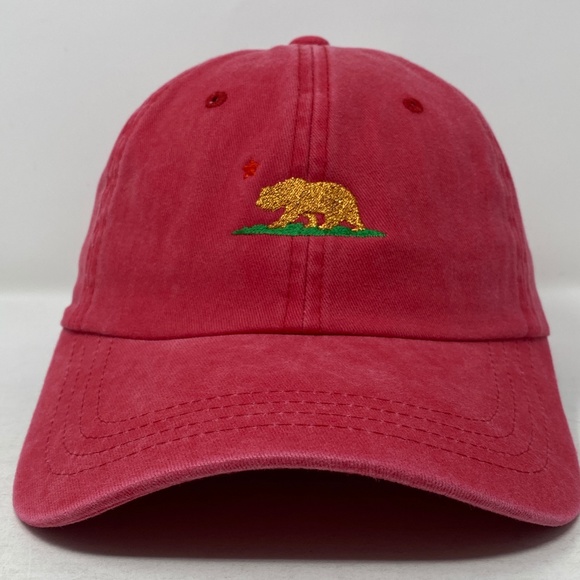 California CA Republic Bear Flag Slouch Dad Hat - Picture 2 of 6